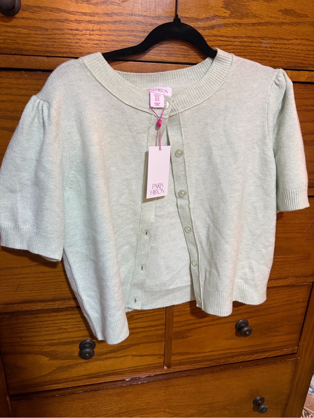 Paris Hilton Mint Green Short Sleeve Cardigan